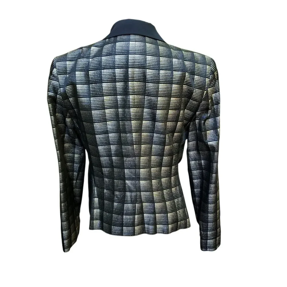 Christian Dior 80s 90s Blazer Jacket Power Money Cropped Disco Black Metallic 8